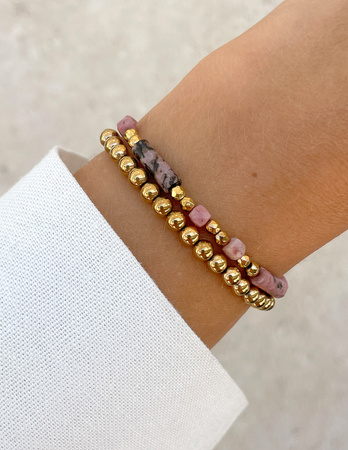 Bransoletki na gumce - rodonit z hematytem