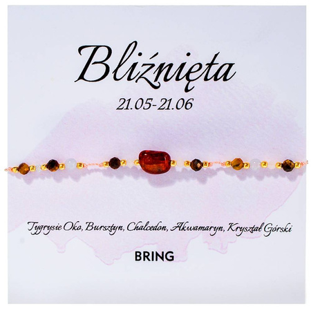 Bransoletka znak zodiaku Bliźnięta pozłacane kulki 