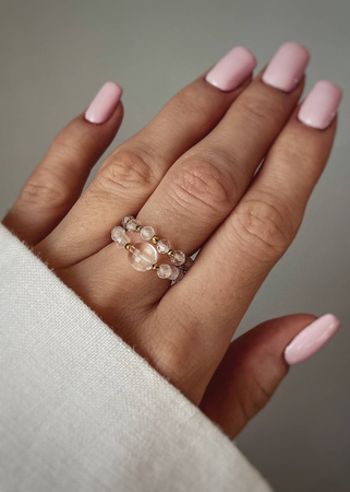 Zestaw Dwóch Pierścionków Elastycznych z Kamieni Naturalnych - Kryształ Górski