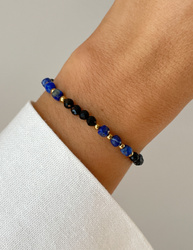 Bracelet on rubber band agate mossy with hematite - abundance, confidence, optimism