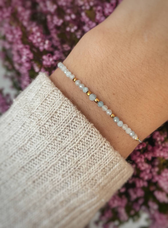 Bransoletka Kamień Urodzeniowy - Marzec pozłacana