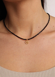 Gold-Plated toggle necklace made of natural spinel stones with a pendant