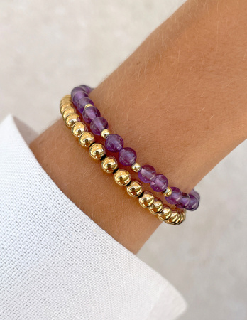 Bransoletki na gumce - ametyst z hematytem